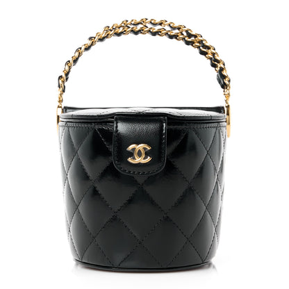 Chanel Lambskin Quilted Chain Top Handle Vanity With Chain Black 1 of 13