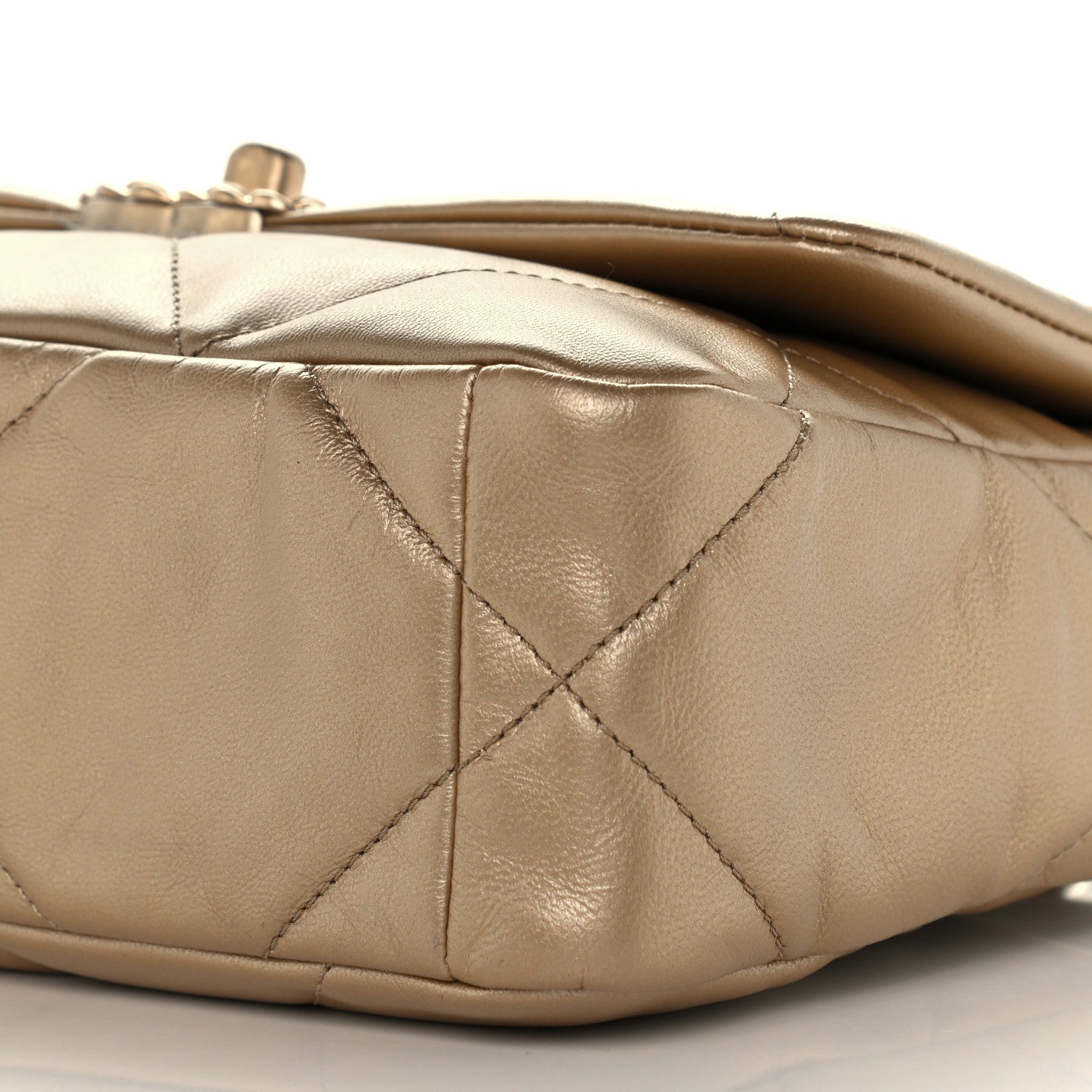 Chanel Metallic Goatskin Quilted Medium Chanel 19 Flap Gold 10 of 10