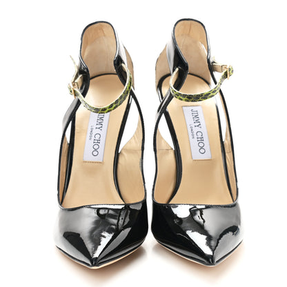 Jimmy Choo Patent Snakeskin Maiden Pumps 40 Black 2 of 9
