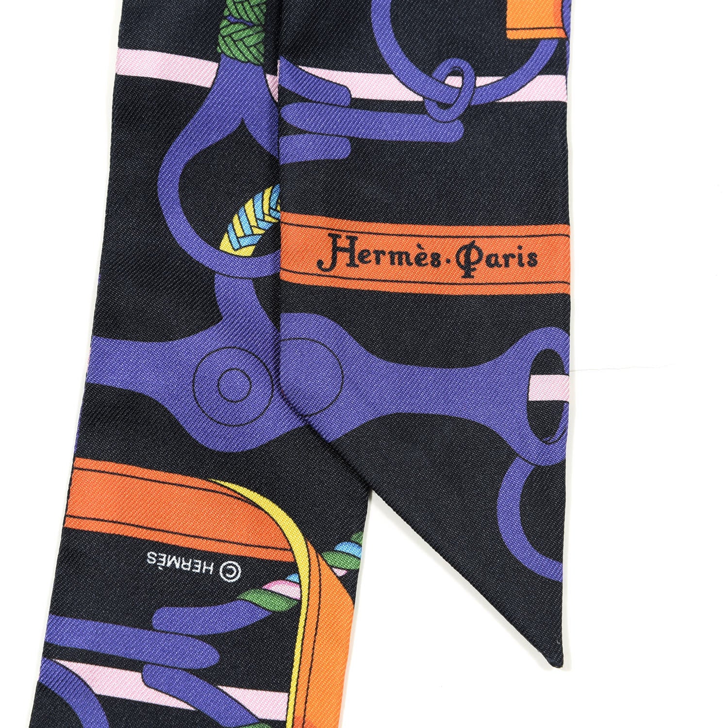 Hermes Silk Panoplie Equestre Twilly Caban Violet Orange 4 of 5