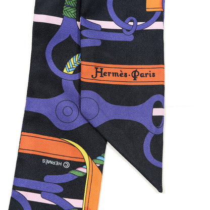Hermes Silk Panoplie Equestre Twilly Caban Violet Orange 4 of 5