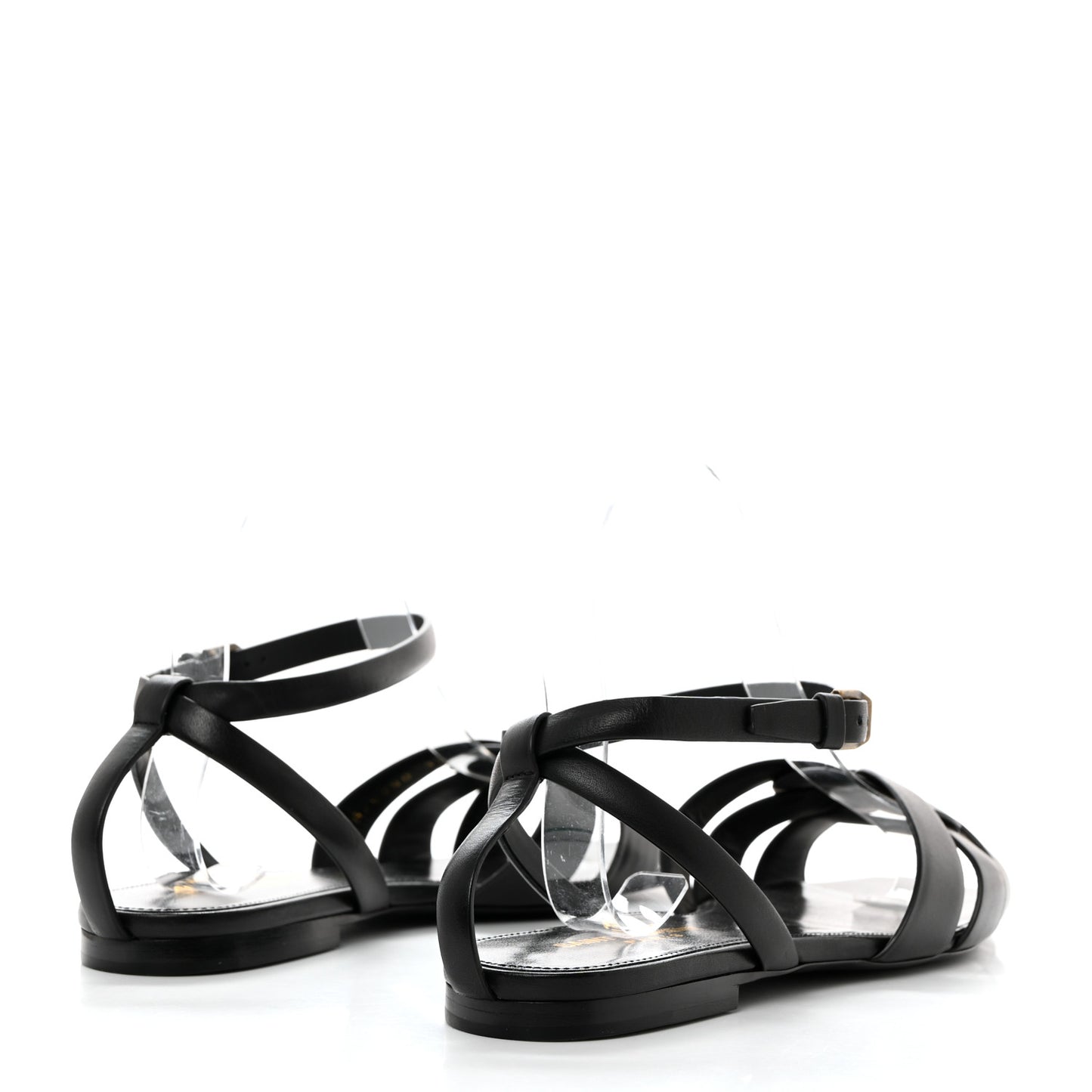 Calfskin Tribute 05 Ankle Strap Flat Sandals 37 Black