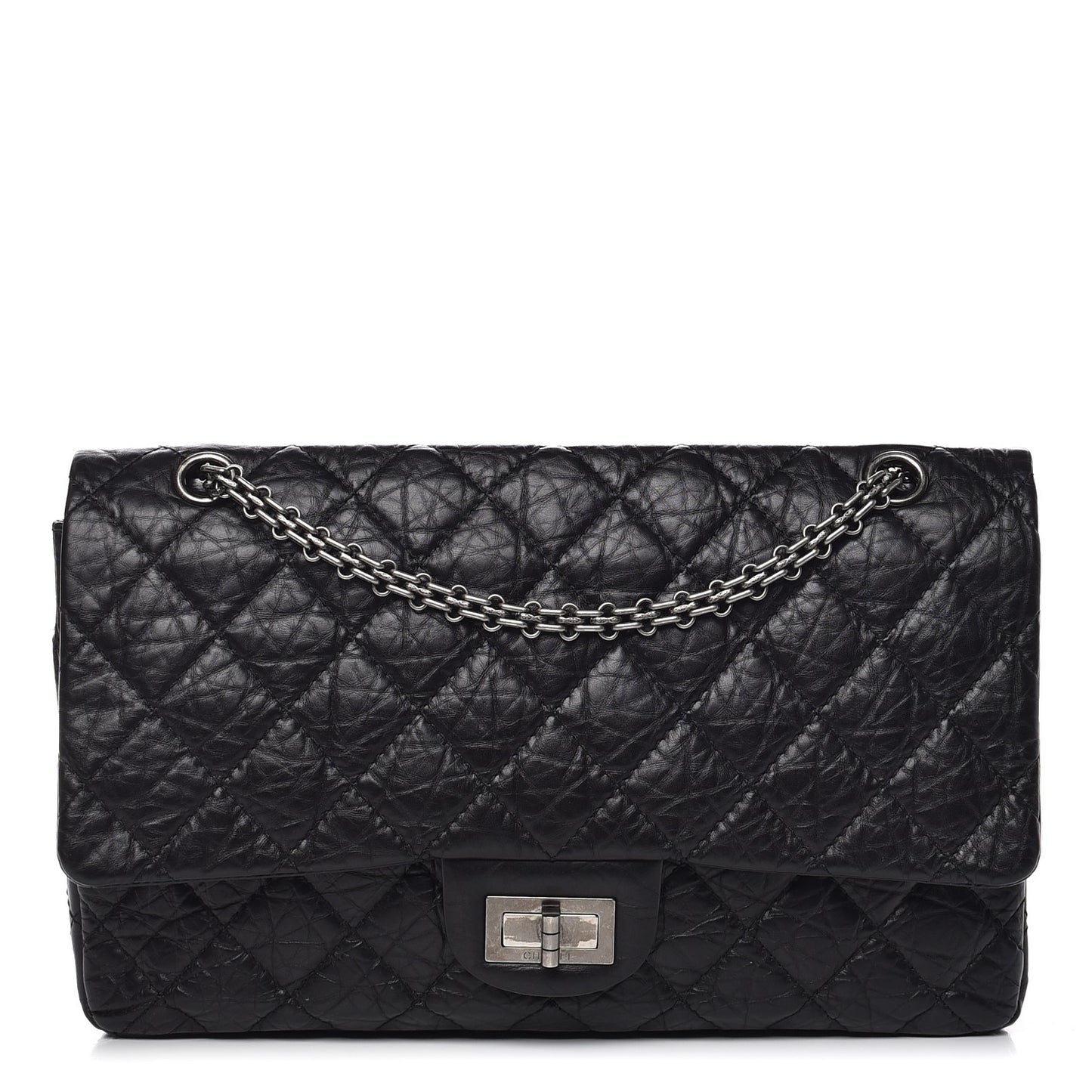 Aged Calfskin Quilted 2.55 Reissue 227 Flap Black