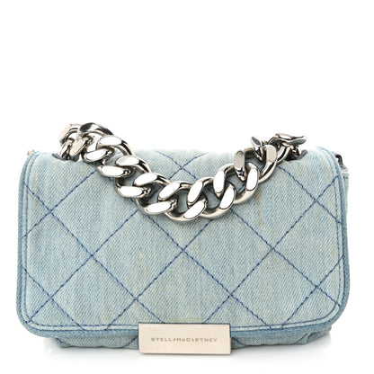 Stella McCartney Eco Denim Quilted Mini Beckett Shoulder Bag Blue 1 of 9
