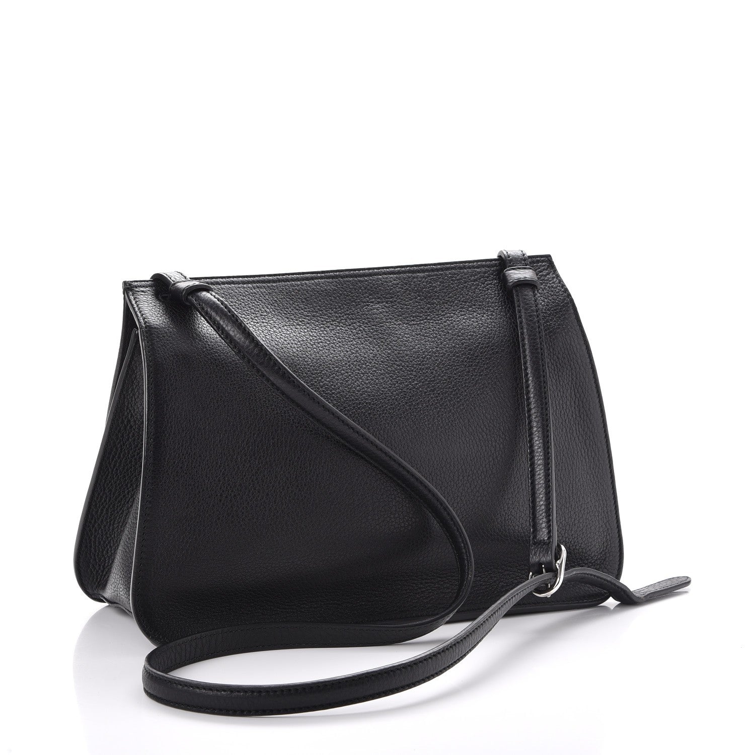 Gucci Pebbled Calfskin Medium Bamboo Daily Flap Shoulder Bag Black 3 of 7