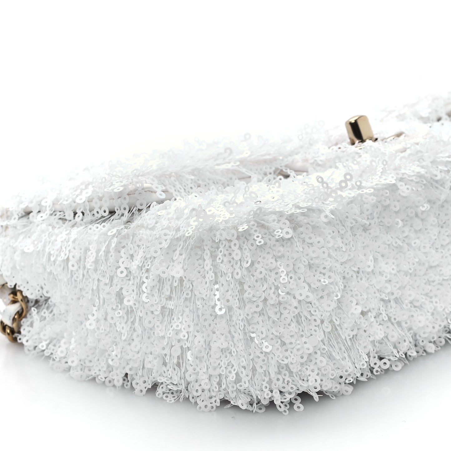 Sequin Mini Rectangular Flap White