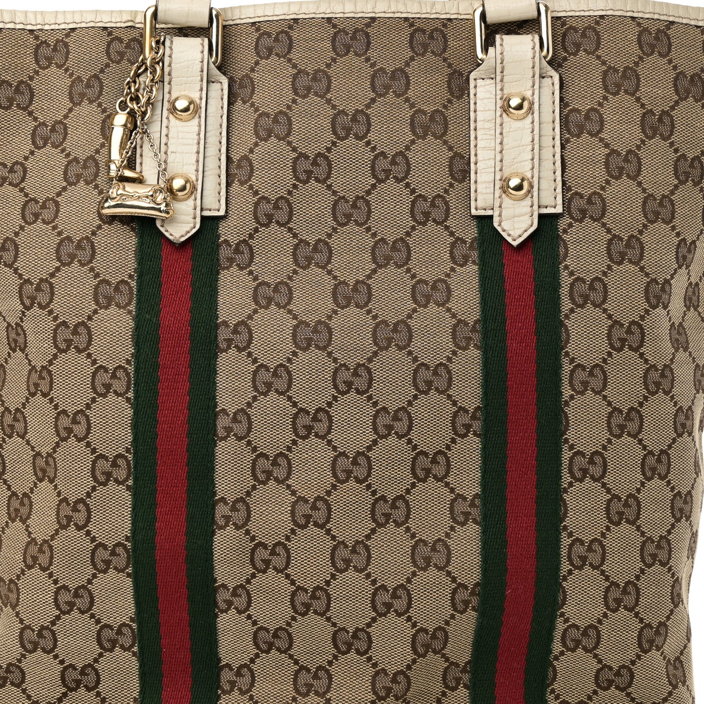 GG Monogram Web Jolicoeur Vertical Shopping Tote Off White