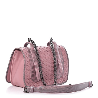 Bottega Veneta Nappa Lizard Intrecciato Flap Crossbody Bag Watteau 3 of 12