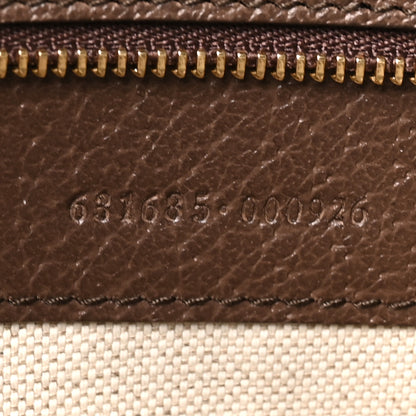 Gucci Monogram Jumbo GG Textured Dollar Calfskin Web Medium Ophidia Shopping Tote Camel Ebony 6 of 9