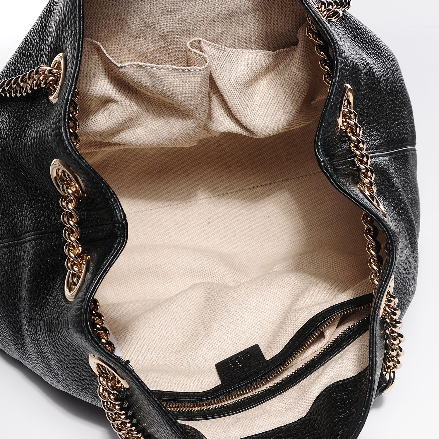 Gucci Pebbled Calfskin Medium Soho Chain Shoulder Bag Black 5 of 7