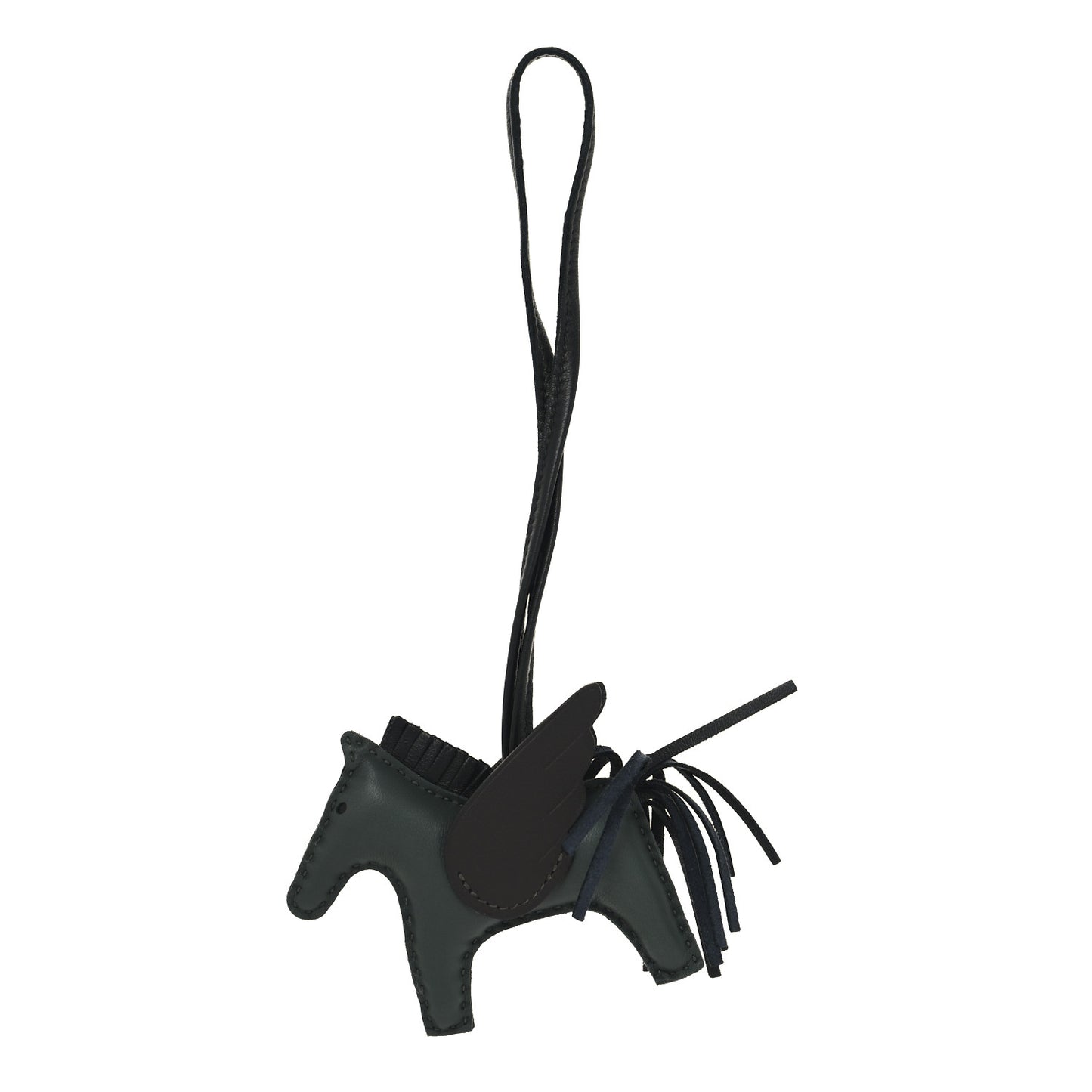 Milo Lambskin Grigri Rodeo Pegase Horse Bag Charm PM Vert Mangrove Black Bai-Brun