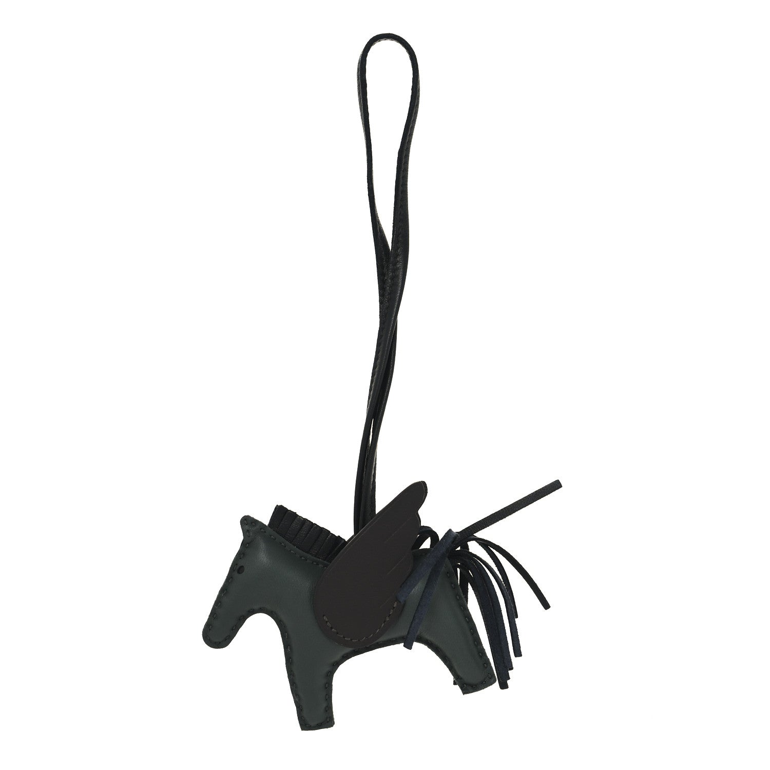 Hermes Milo Lambskin Grigri Rodeo Pegase Horse Bag Charm PM Vert Mangrove Black Bai-Brun 1 of 5