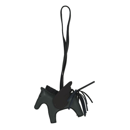 Hermes Milo Lambskin Grigri Rodeo Pegase Horse Bag Charm PM Vert Mangrove Black Bai-Brun 1 of 5