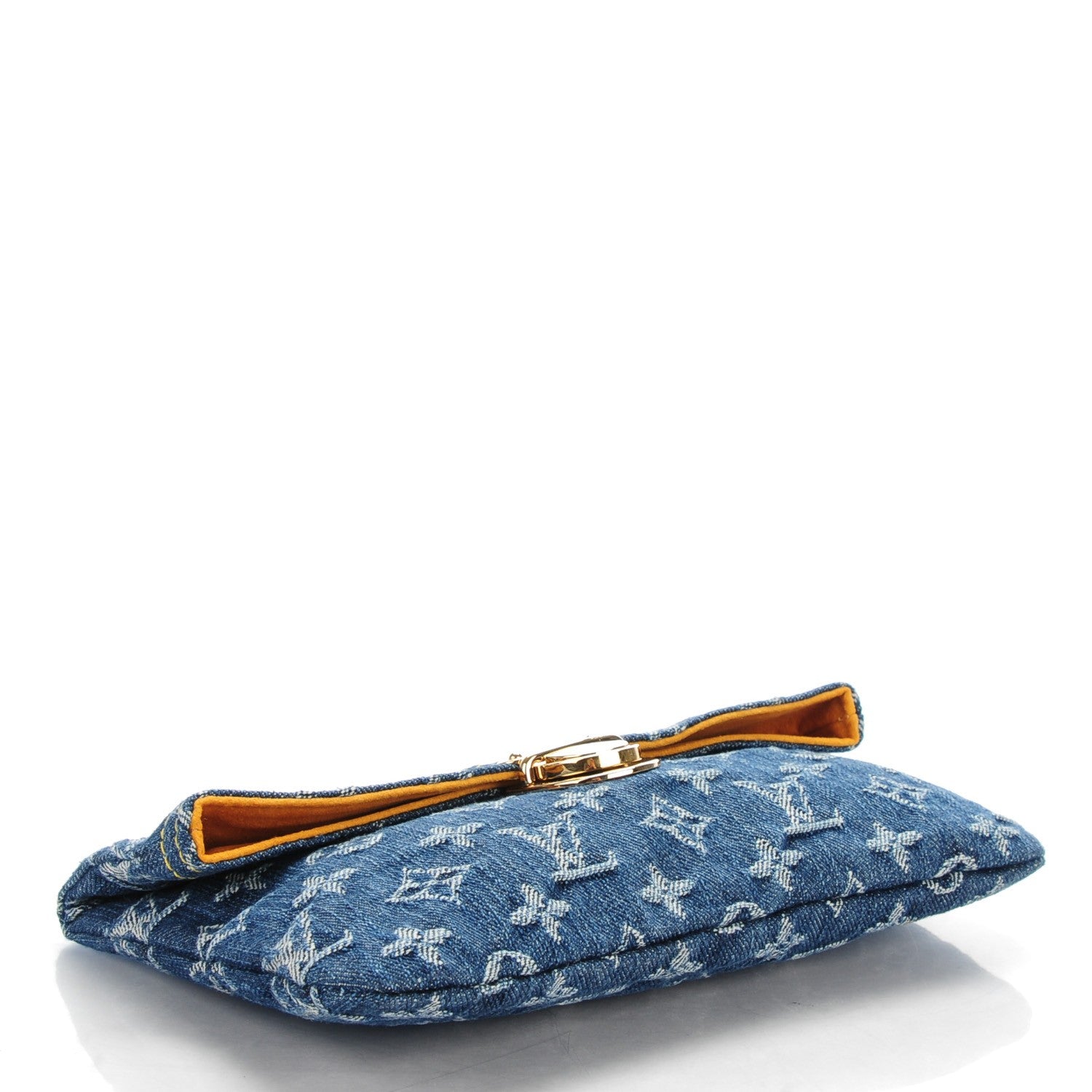 Louis Vuitton Monogram Denim Pochette Plat Clutch Blue 4 of 7
