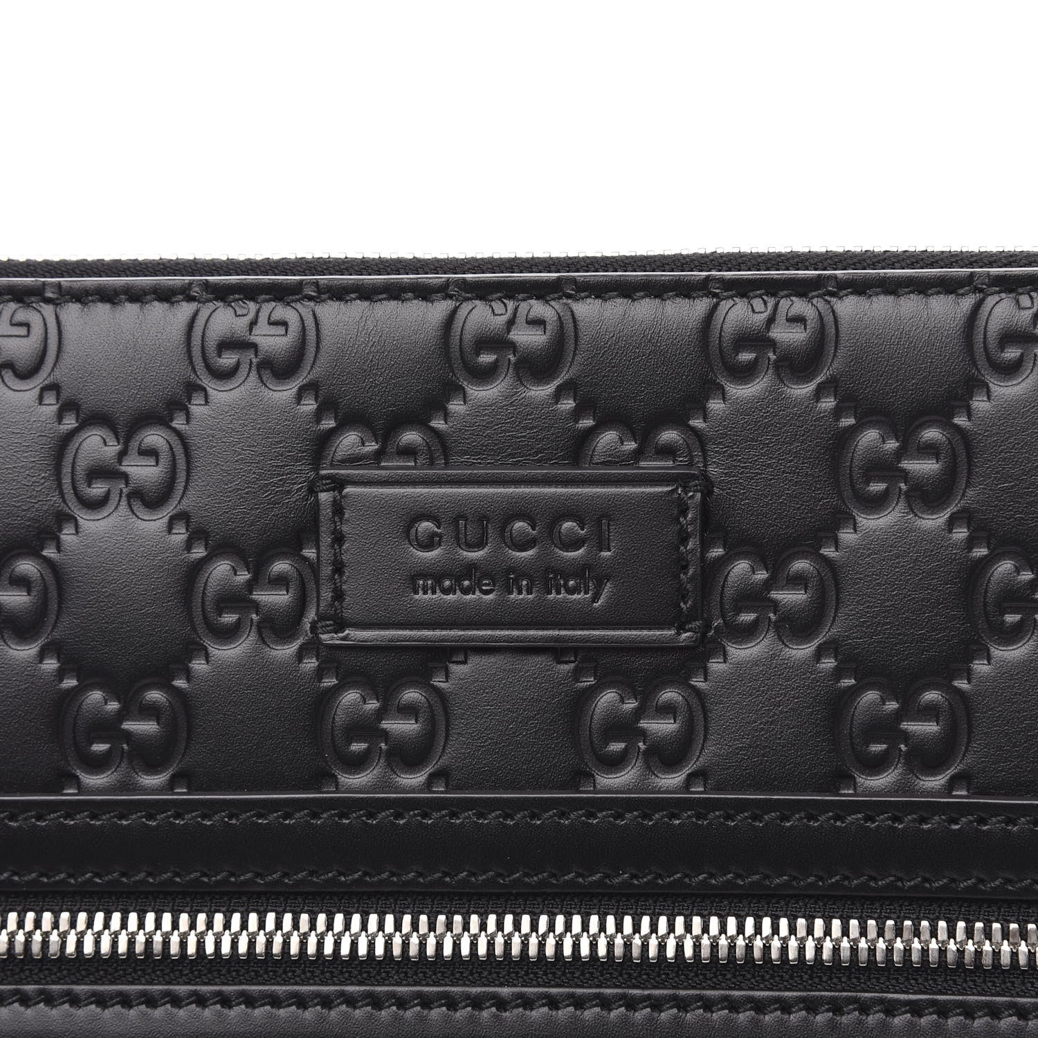 Gucci Guccissima Signature Medium Flat Messenger Bag Black 9 of 9