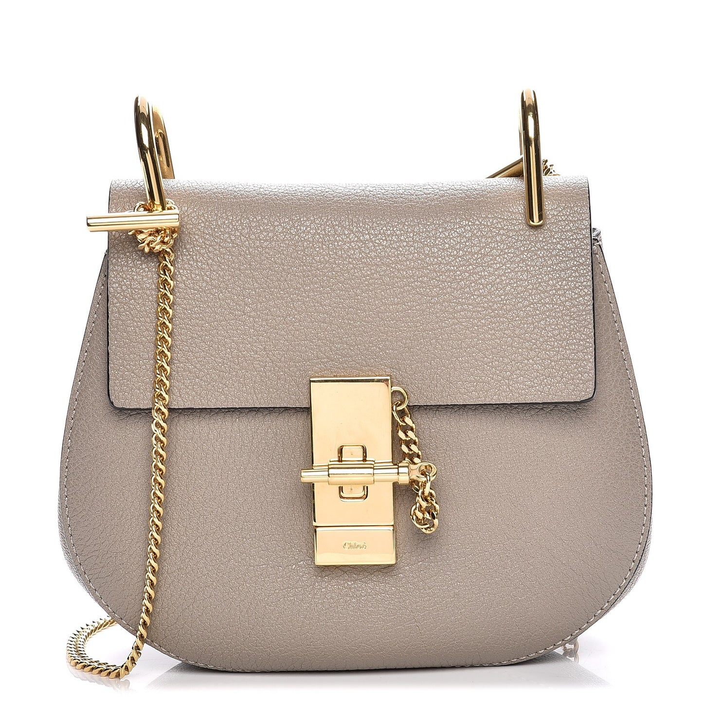 Grained Lambskin Mini Drew Shoulder Bag Motty Grey