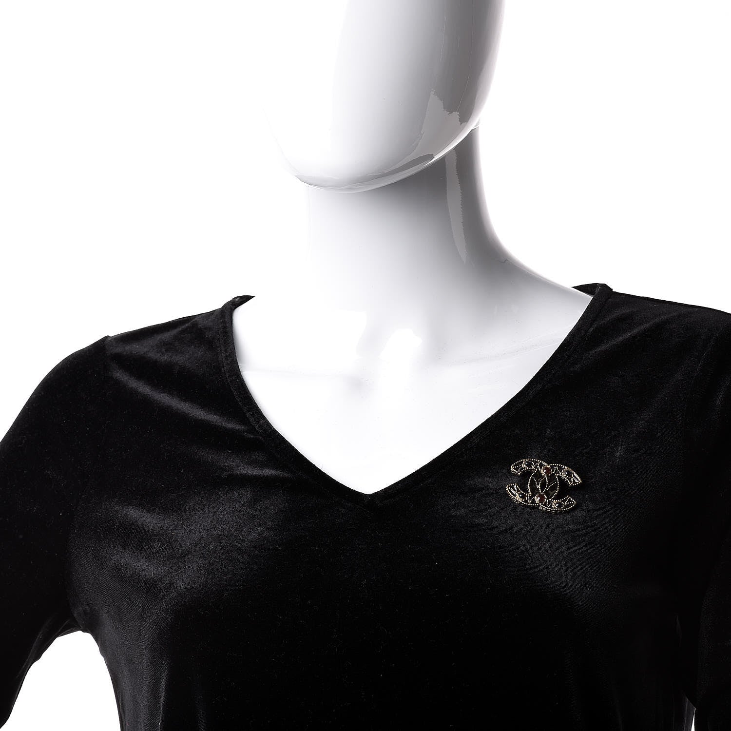 Chanel Gripoix Poured Glass CC Brooch Black Gold 2 of 4