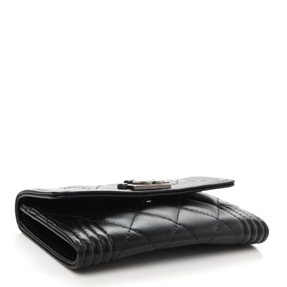 Chanel Lambskin Quilted Boy Flap Card Holder Black 4 of 9