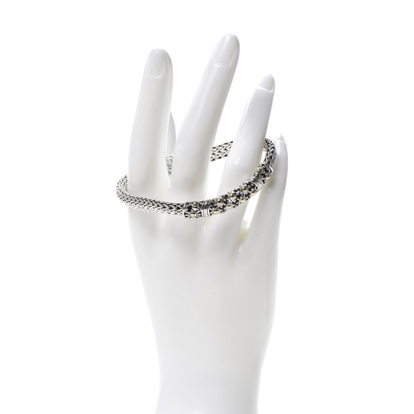 Sterling Silver 18K Yellow Gold Jaisalmer Wheat Chain Dot Bracelet