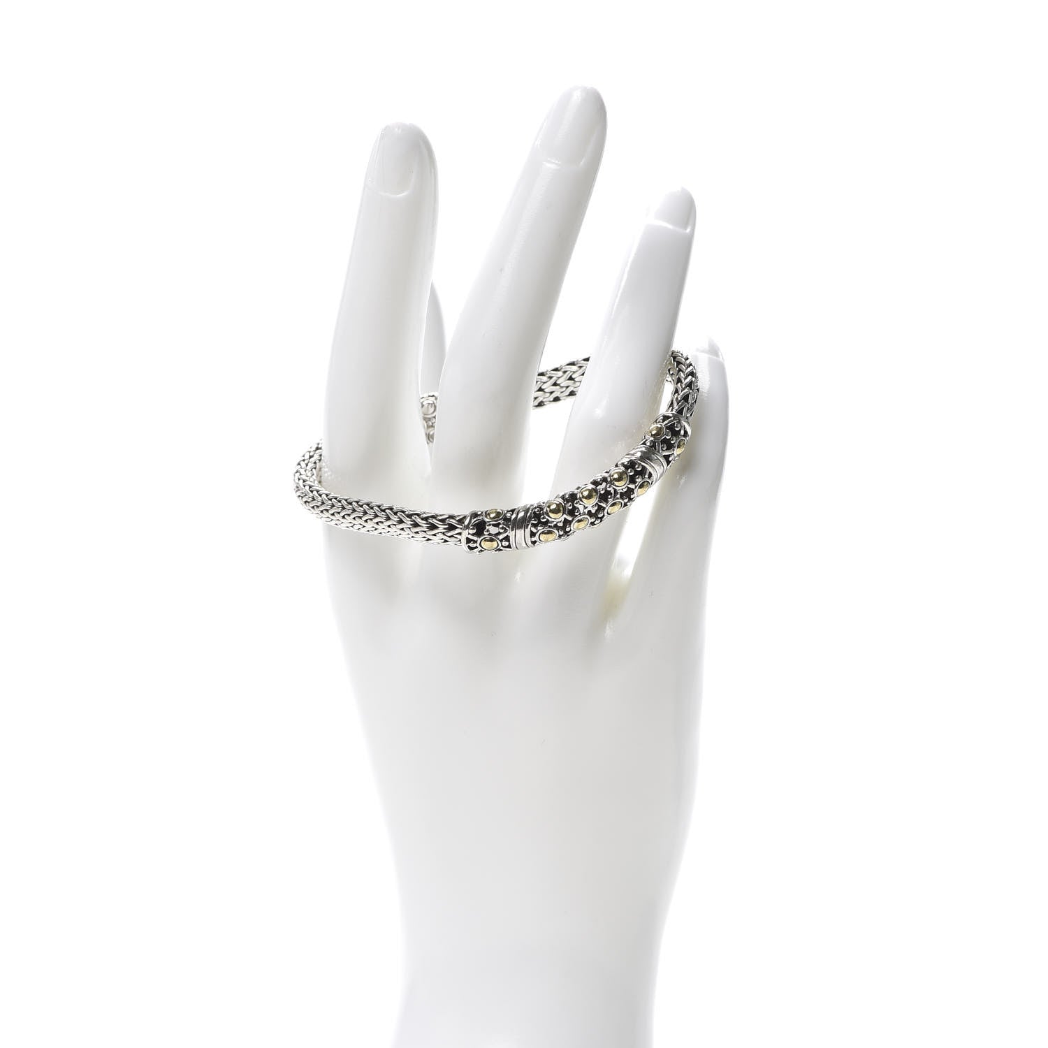 John Hardy Sterling Silver 18K Yellow Gold Jaisalmer Wheat Chain Dot Bracelet 2 of 5