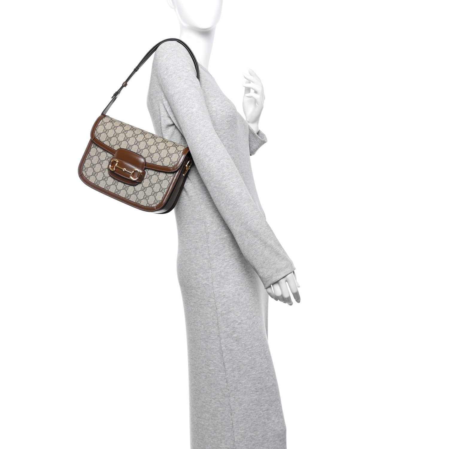Gucci GG Supreme Monogram Horsebit 1955 Shoulder Bag Beige Brown Sugar 2 of 10
