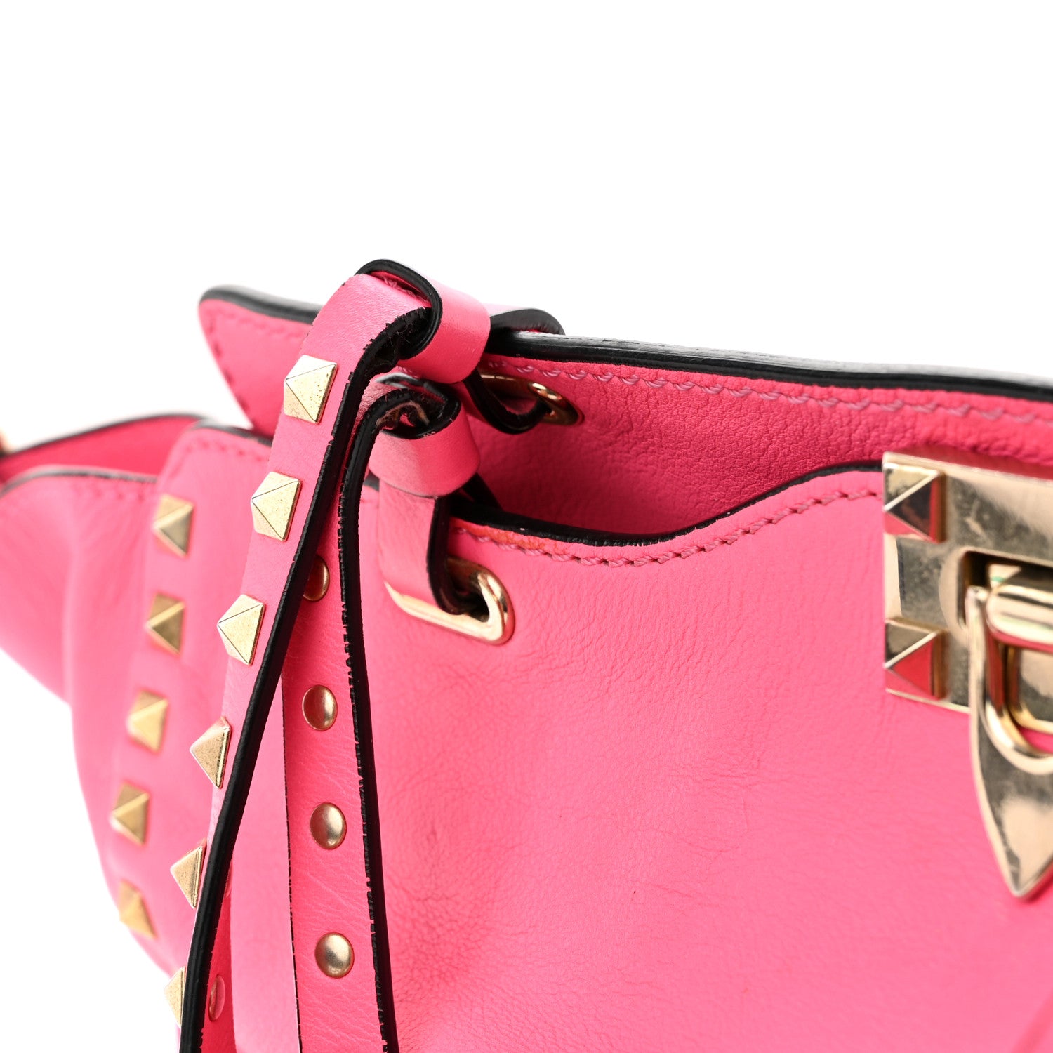 Valentino Garavani Vitello Medium Rockstud Tote Fuxia Fluo 13 of 16
