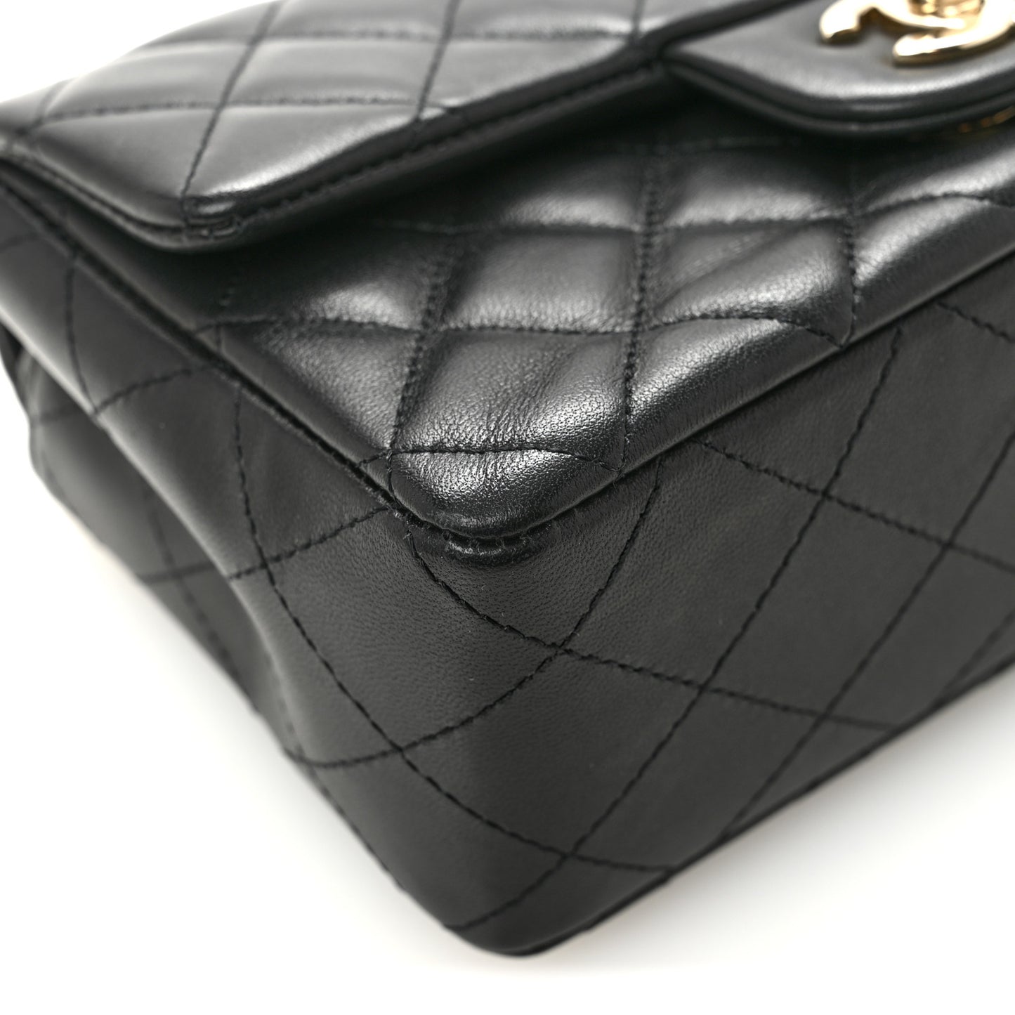 Lambskin Quilted Mini Rectangular Flap Black