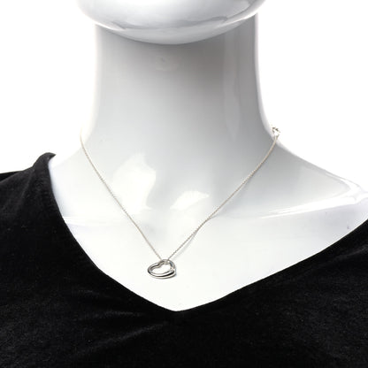 Tiffany Sterling Silver 16mm Elsa Peretti Open Heart Pendant Necklace 2 of 8