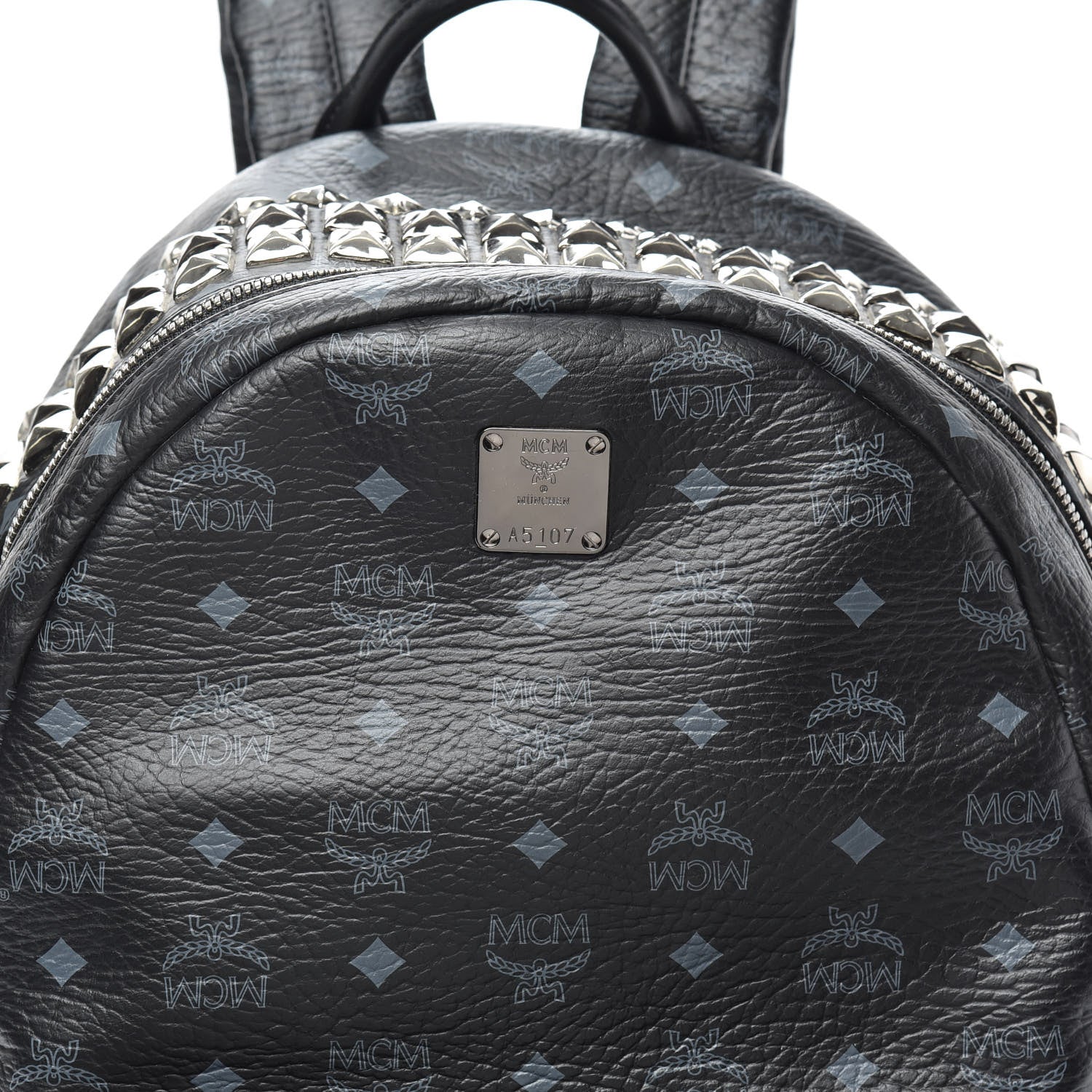 MCM Visetos Studded Medium Backpack Black 7 of 9