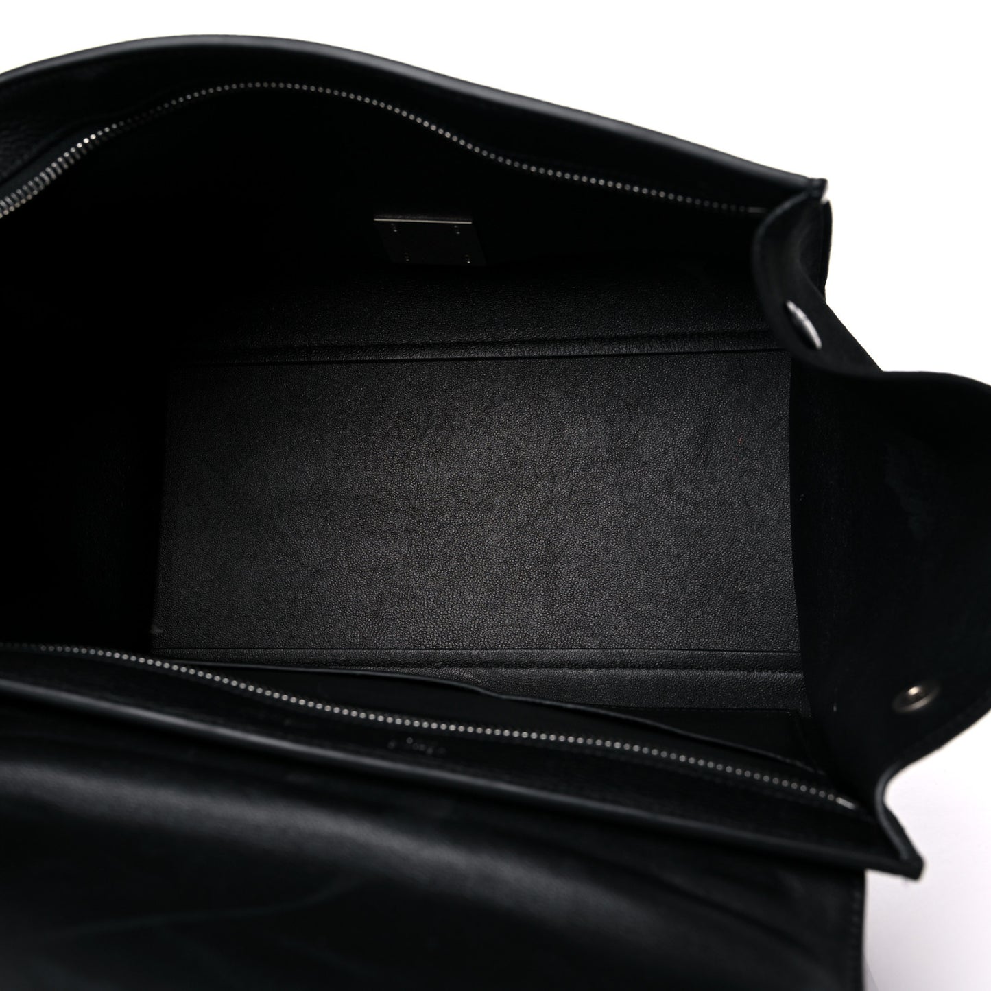 Drummed Calfskin Suede Small Trapeze Black