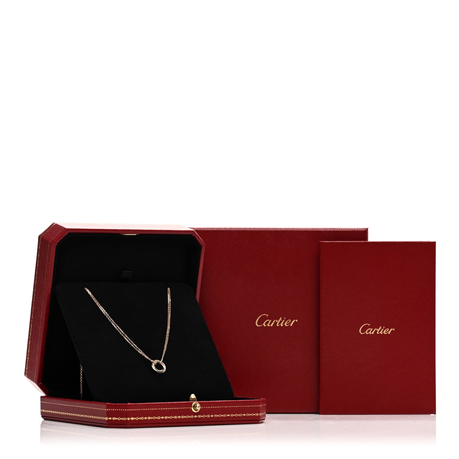 Cartier 18K Pink Yellow White Gold Trinity Double Chain Pendant Necklace 5 of 5