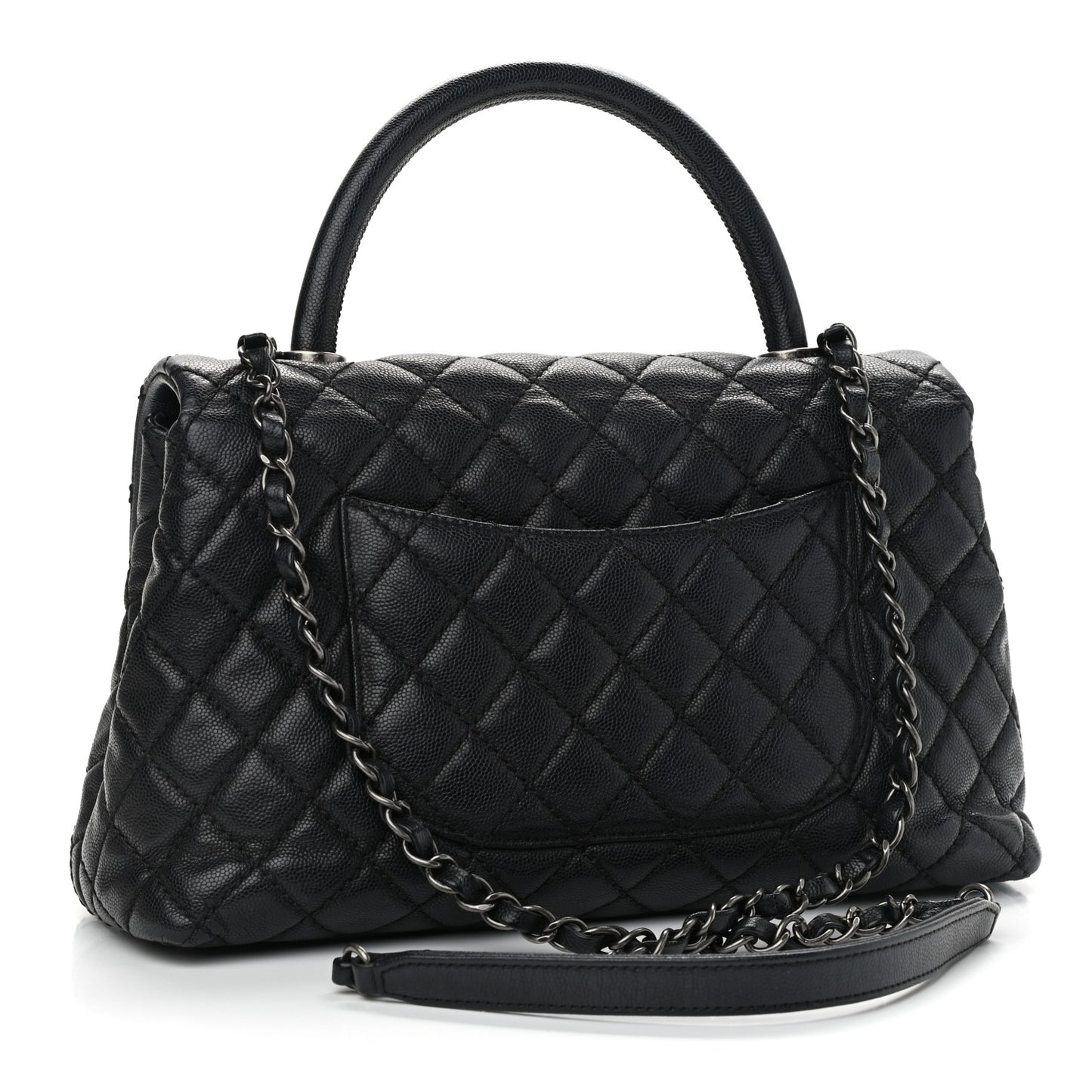 Caviar Quilted Small Coco Handle Flap Black