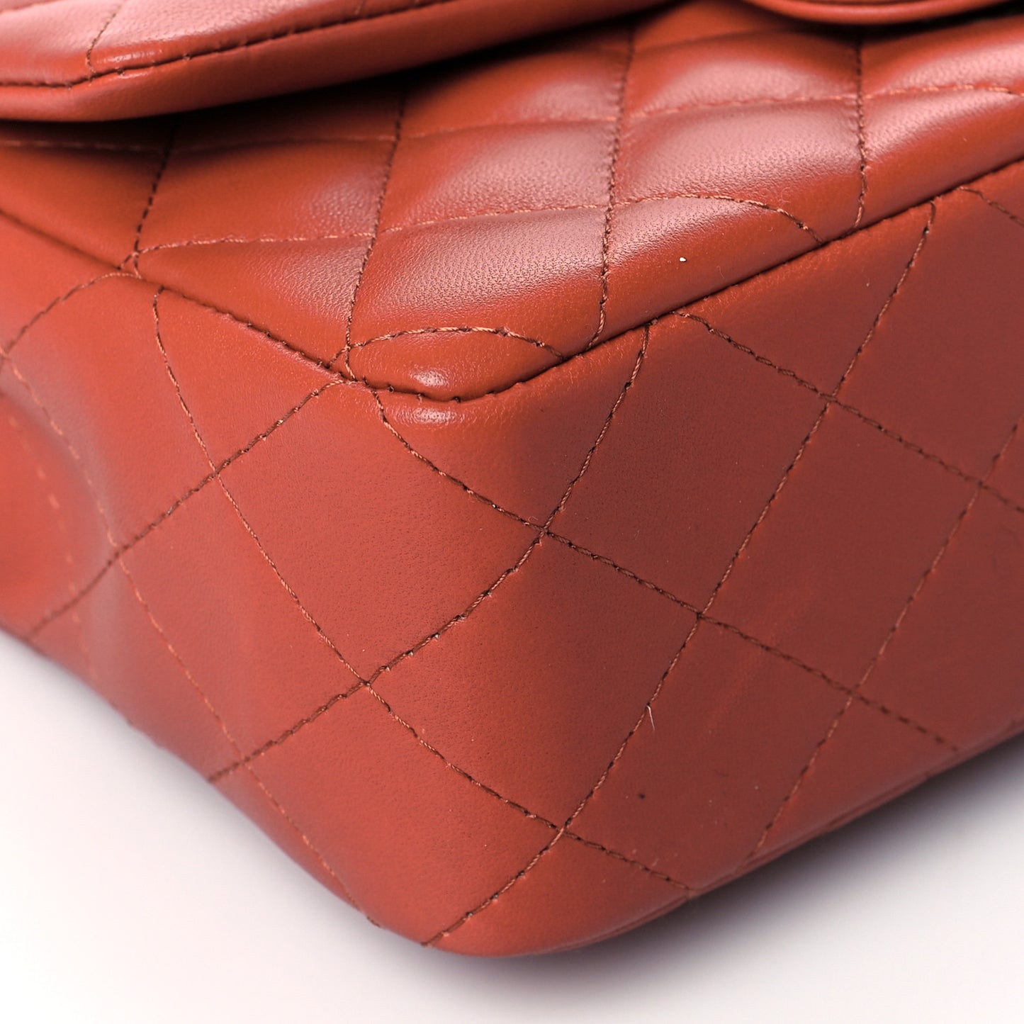 Lambskin Quilted Mini Rectangular Flap Brown