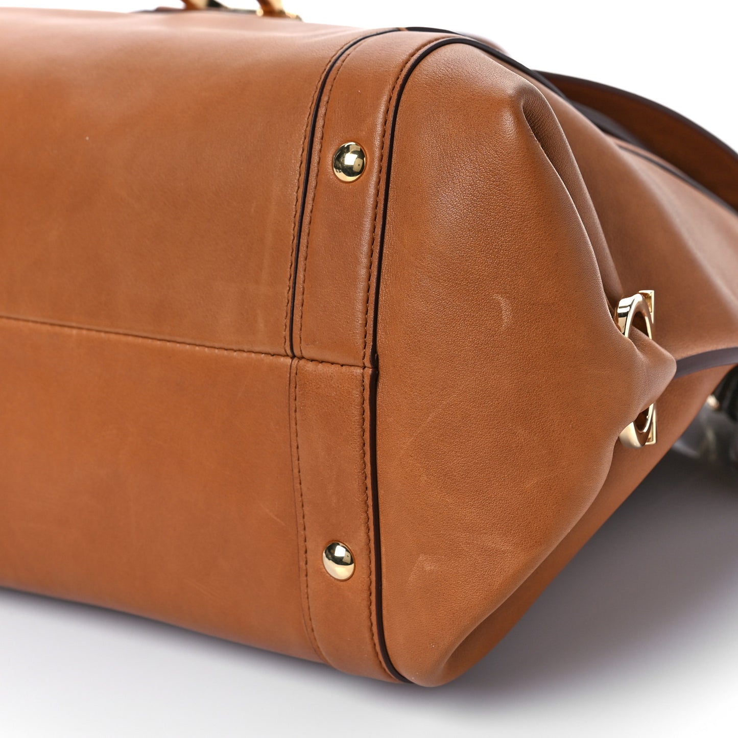 Calfskin Suzanna Gancini Satchel Brown