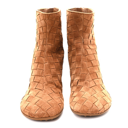 Bottega Veneta Suede Intrecciato Atomic Mid Heel Ankle 40 Caramel 3 of 8