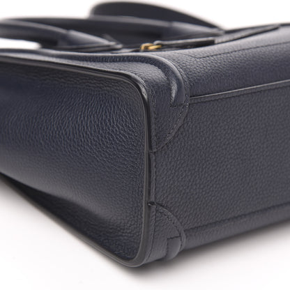 Celine Drummed Calfskin Nano Luggage Navy Blue 9 of 10