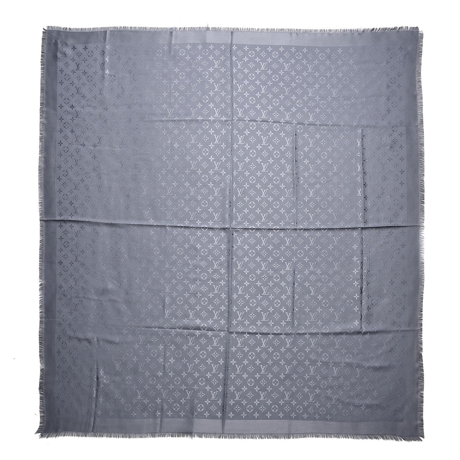 Louis Vuitton Silk Wool Monogram Shawl Charcoal Grey 1 of 5