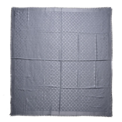 Louis Vuitton Silk Wool Monogram Shawl Charcoal Grey 1 of 5