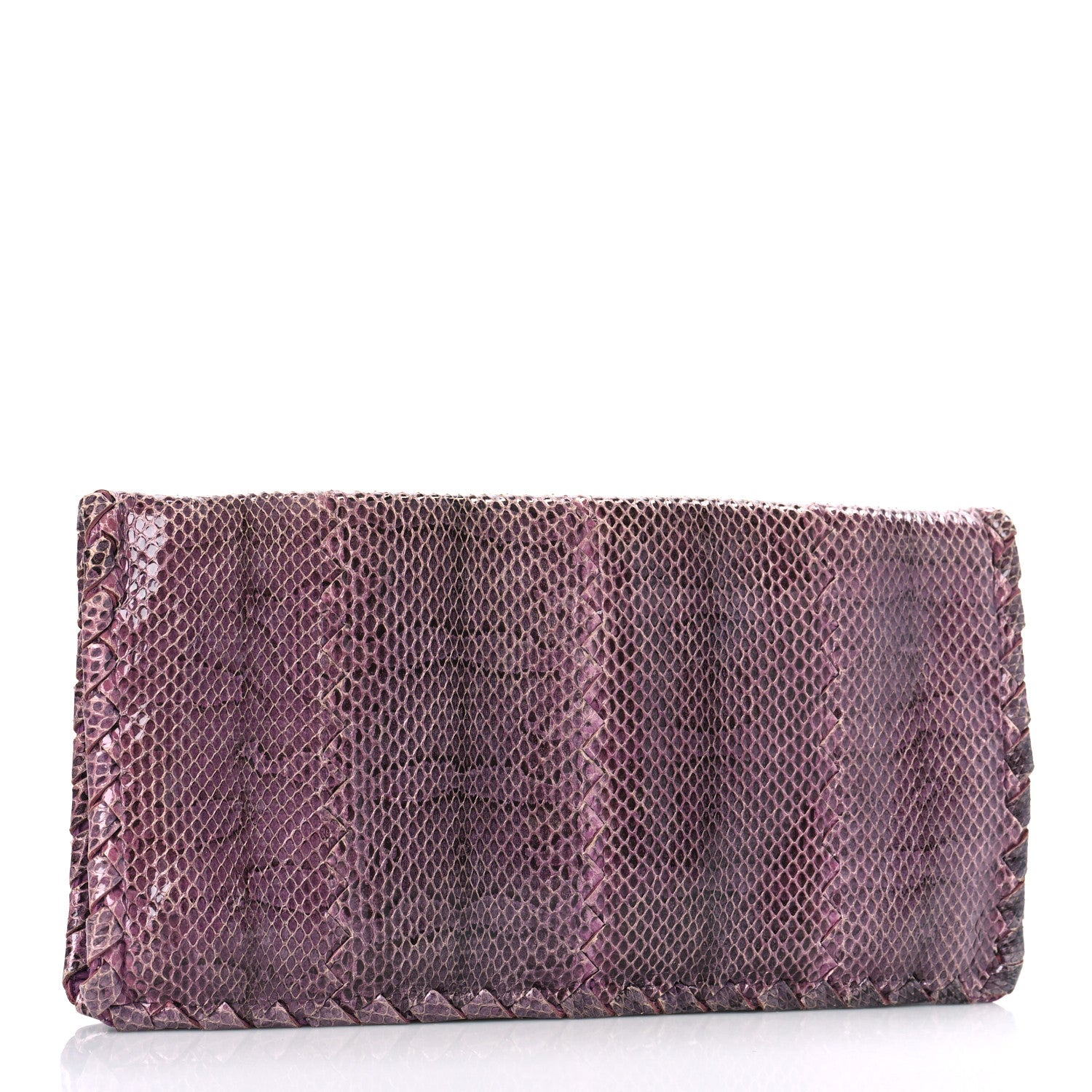 Bottega Veneta Snakeskin Turnlock Clutch Purple 3 of 8