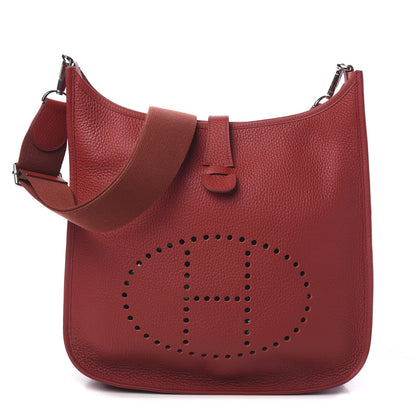 Hermes Taurillon Clemence Evelyne III PM Rouge Garance 1 of 8
