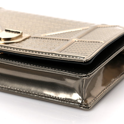 Christian Dior Metallic Patent Micro-Cannage Diorama Wallet on Chain Pouch Gold 9 of 9