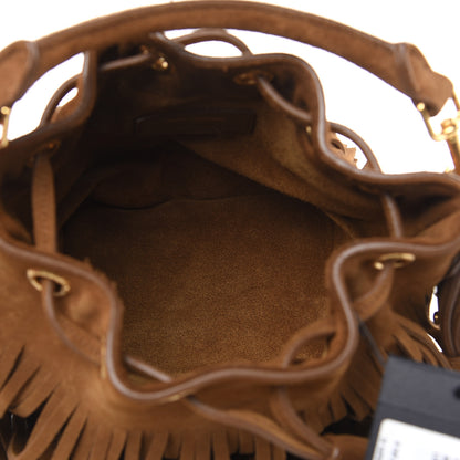 Saint Laurent Suede Calfskin Small Emmanuelle Fringe Bucket Bag Light Ocre 5 of 9