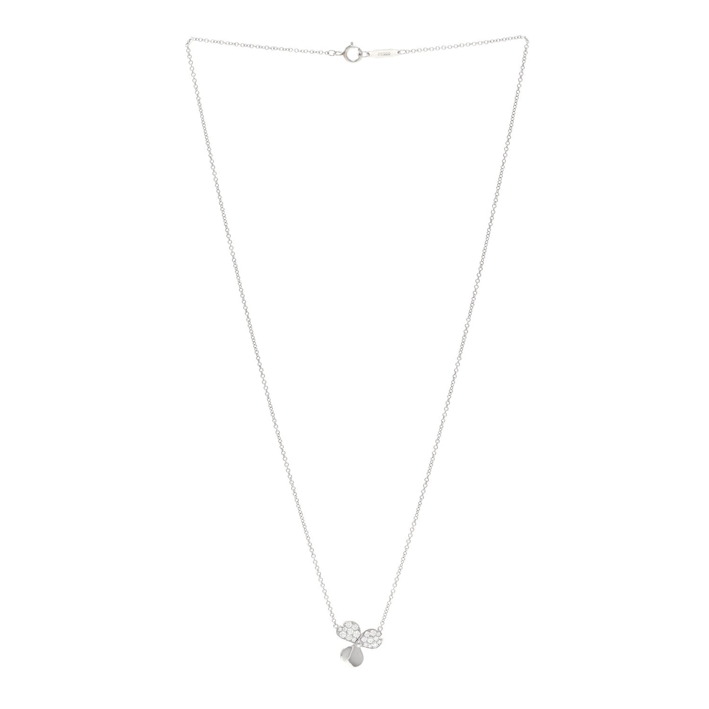 Platinum Diamond .17ctw Small Paper Flowers Pendant Necklace