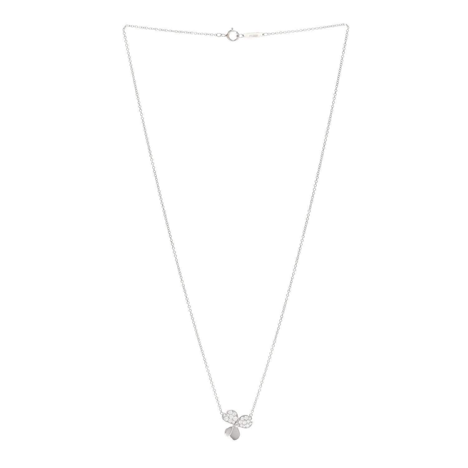 Tiffany Platinum Diamond .17ctw Small Paper Flowers Pendant Necklace 3 of 5