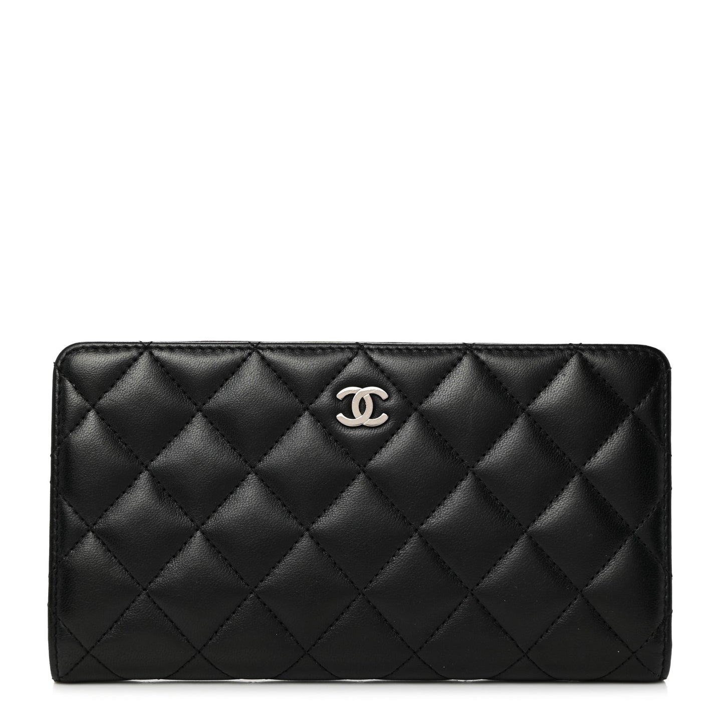 Lambskin Quilted Yen Wallet Black