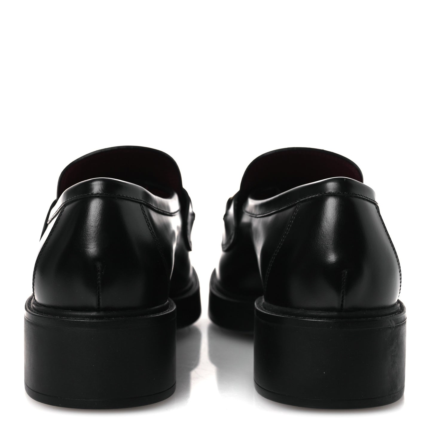Calfskin Horsebit Womens Lug Sole Loafers 38.5 Black