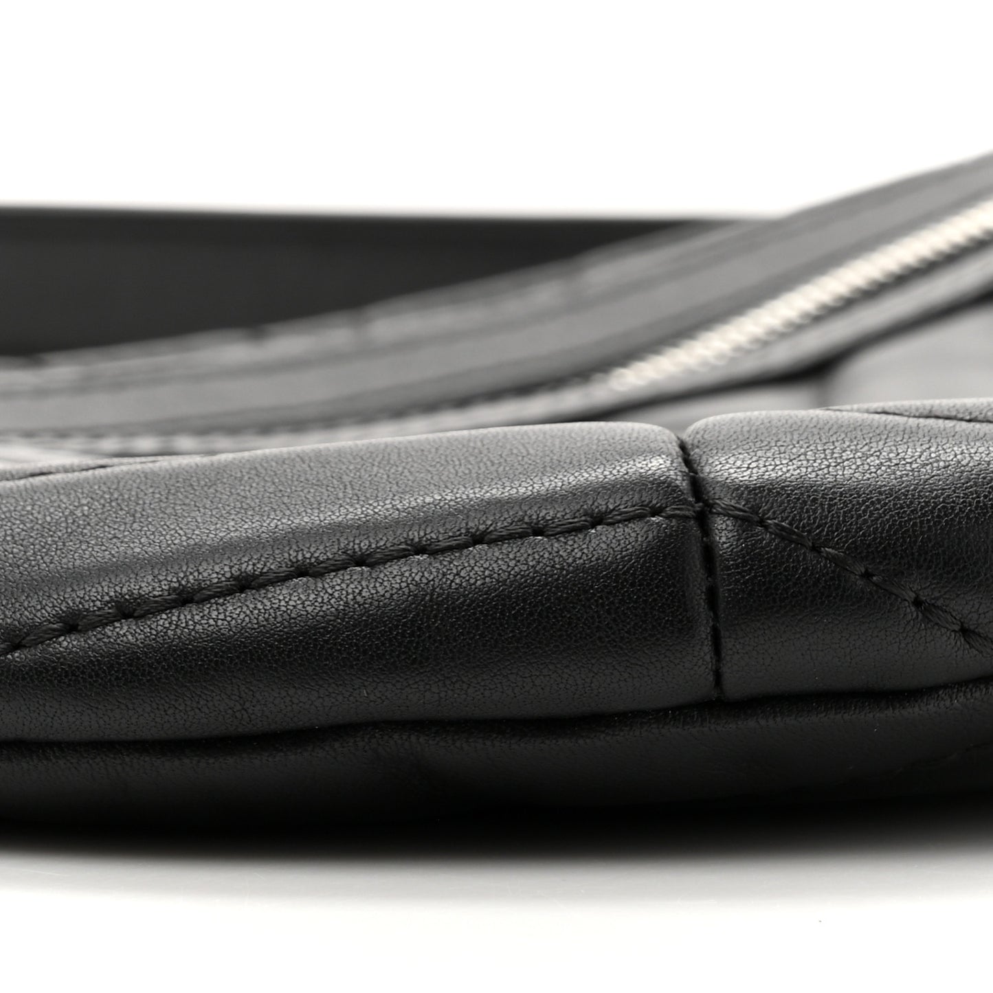 Lambskin Chevron Quilted Waist Belt Bag Black