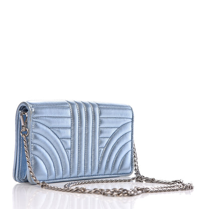 Prada Metallic Nappa Mini Impunture Diagramme Chain Crossbody Bag Pervinca Mordor 3 of 12
