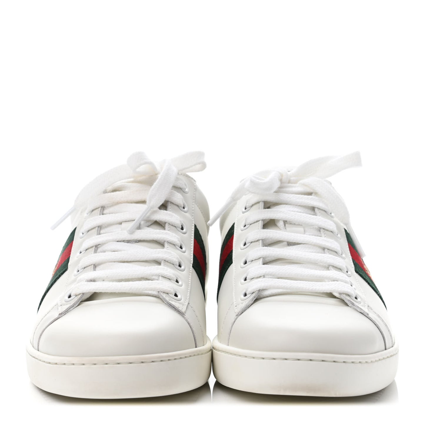Calfskin Ayers Bee Embroidered Womens Ace Sneakers 40 White Green