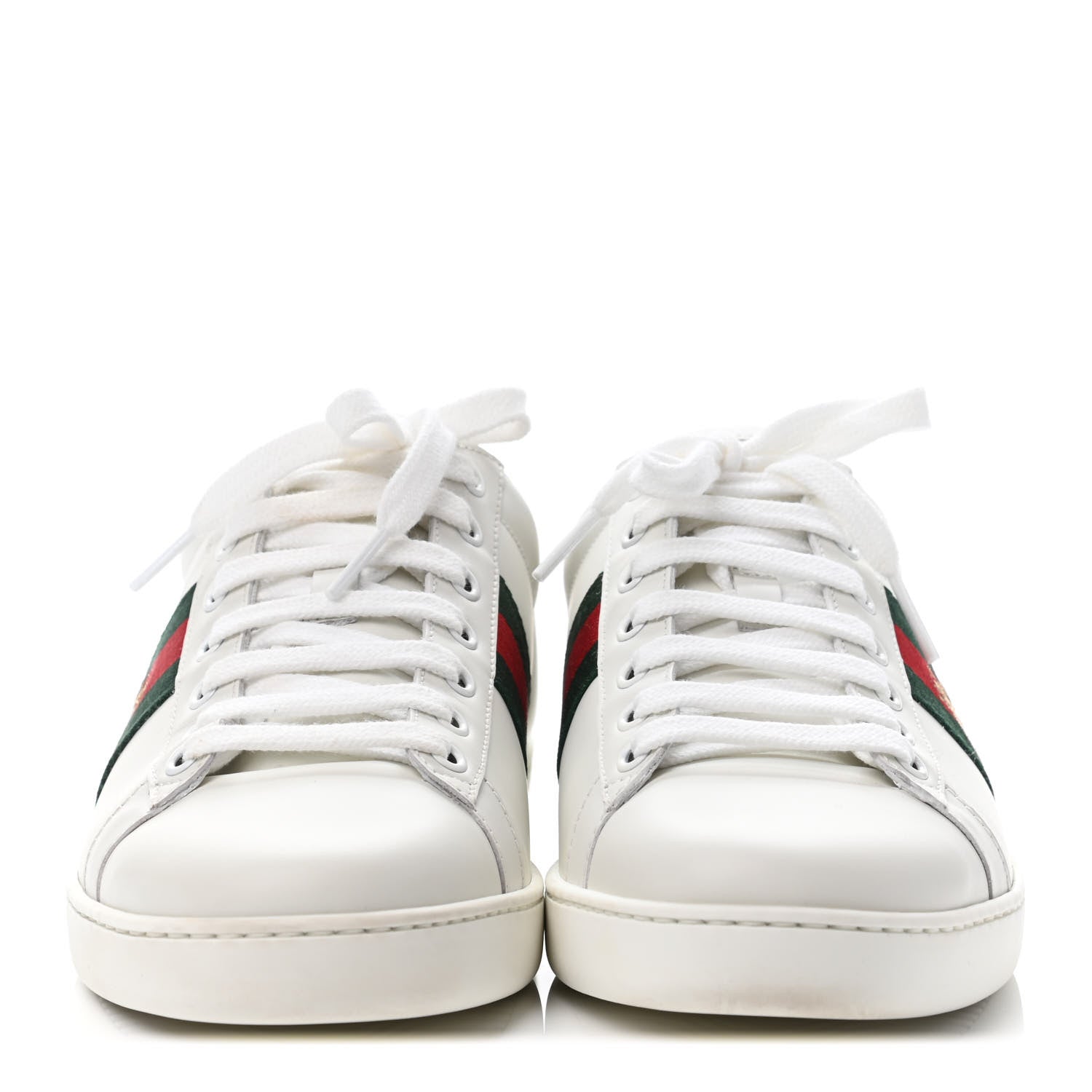 Gucci Calfskin Ayers Bee Embroidered Womens Ace Sneakers 40 White Green 2 of 4
